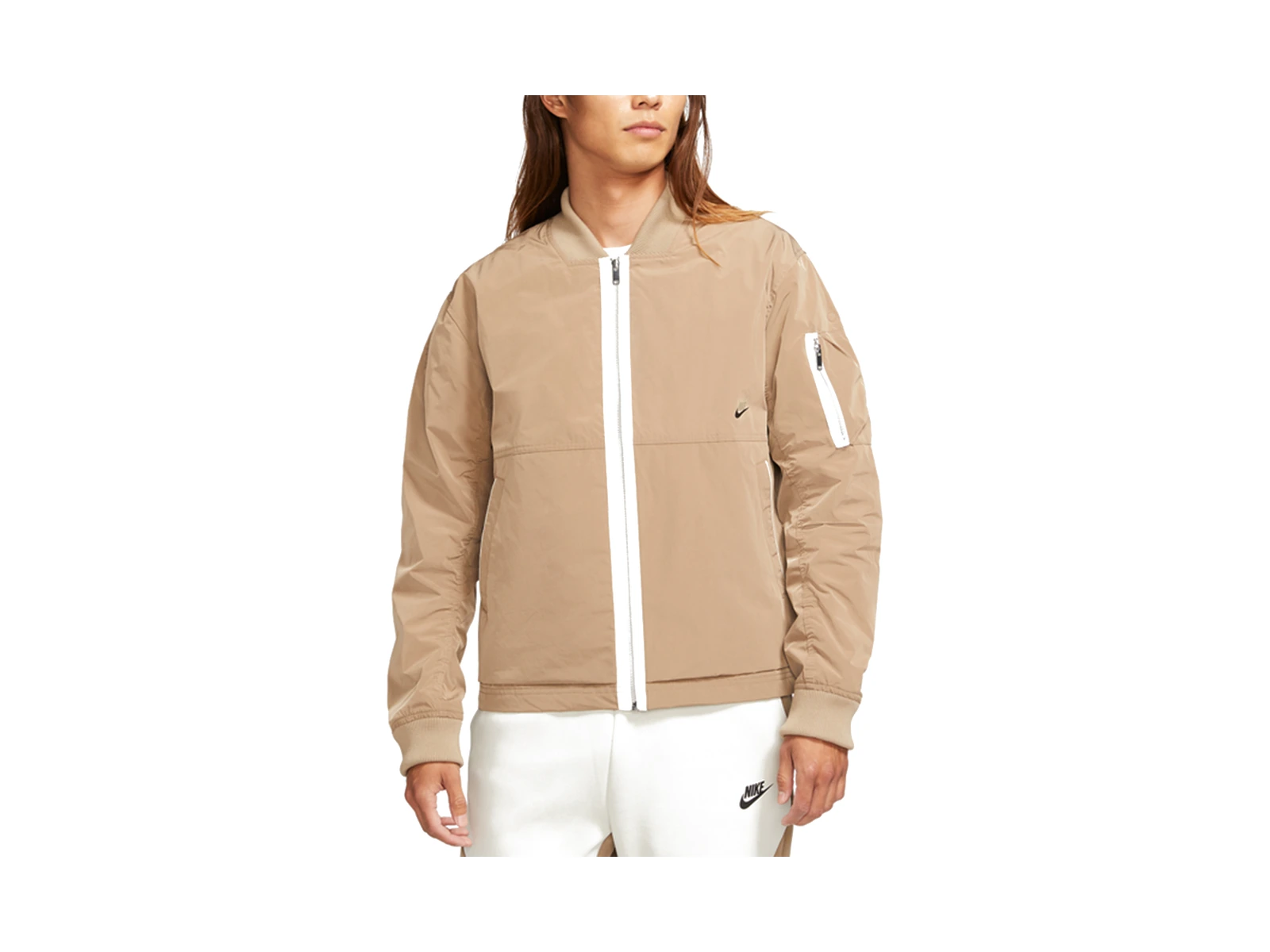 Nike Jackets Khaki Baseball Collar