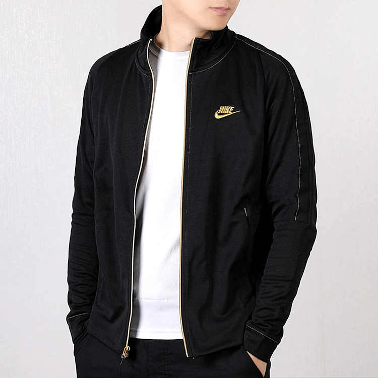 Nike Jackets Black Gold Stand Collar