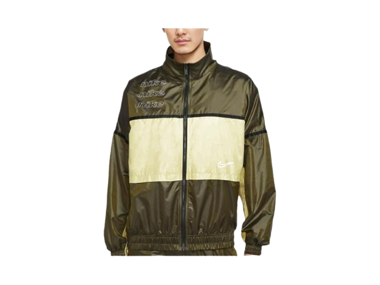 Nike Jackets Olive Green Stand Collar