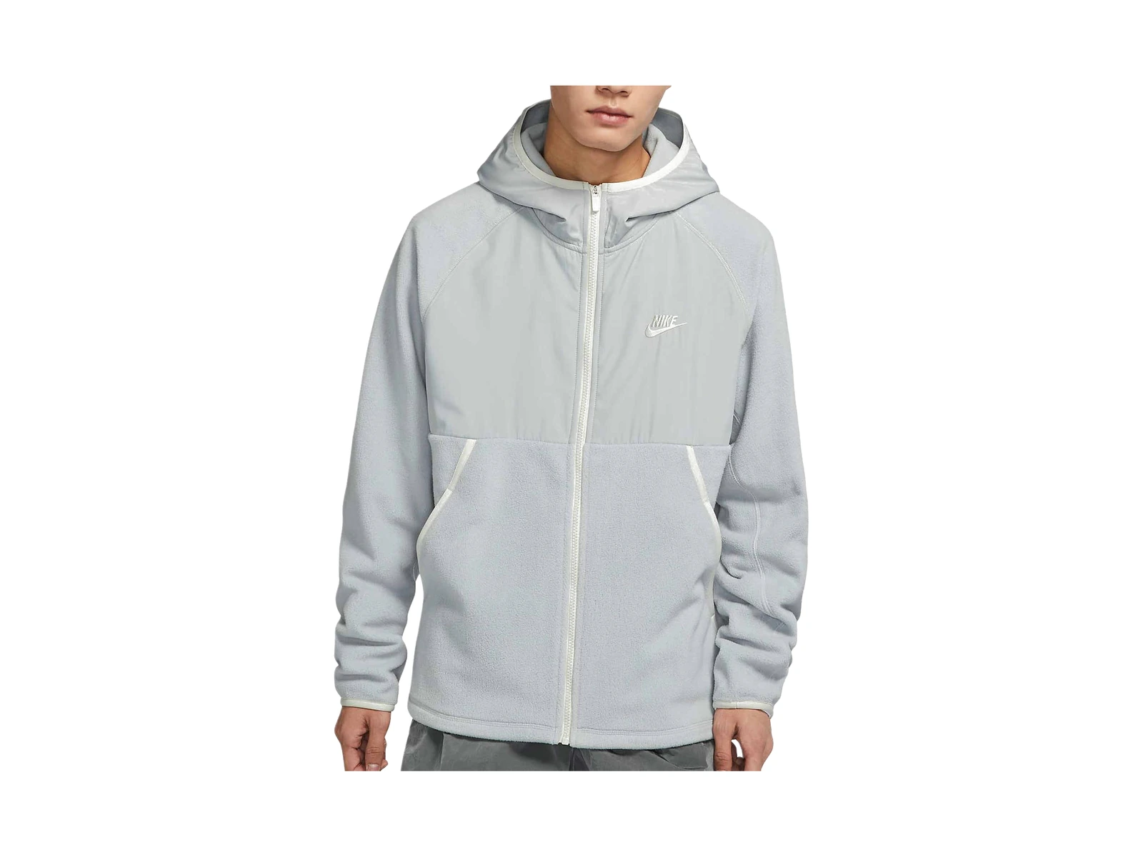 Nike Jackets Light Gray Hooded Thickened