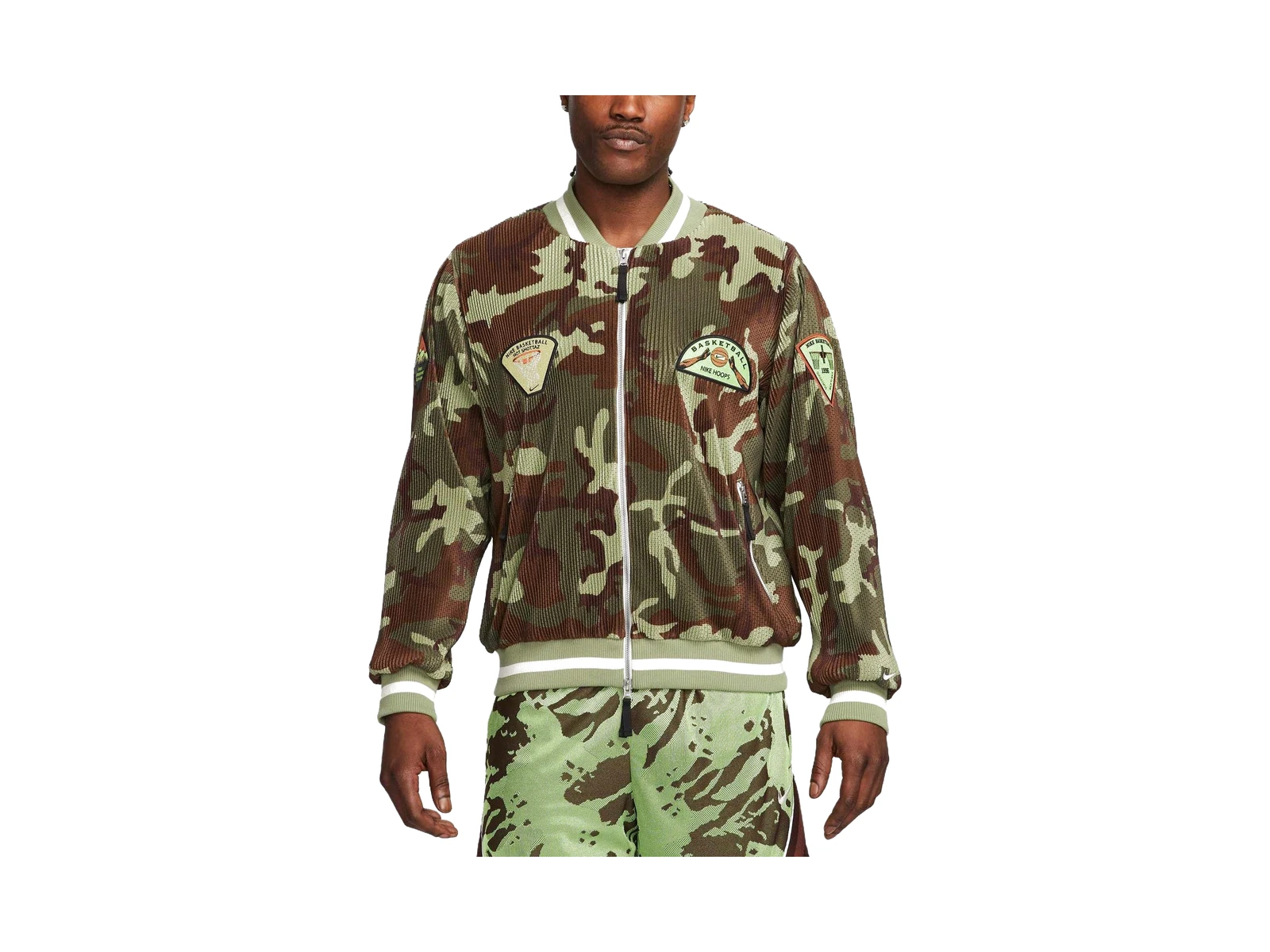 Nike Jackets Oil Green Baseball Collar